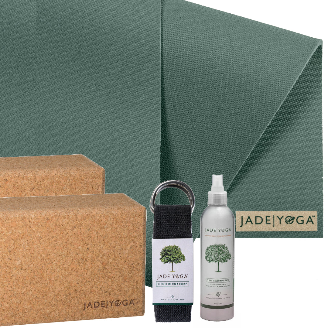 EDX 4-Piece Yoga Kit | Includes 4mm Yoga Mat, 2 Yoga Blocks, Mat Carrying  Strap, Adjustable Yoga Strap | Non-Slip Base | Perfect Yoga Kit for